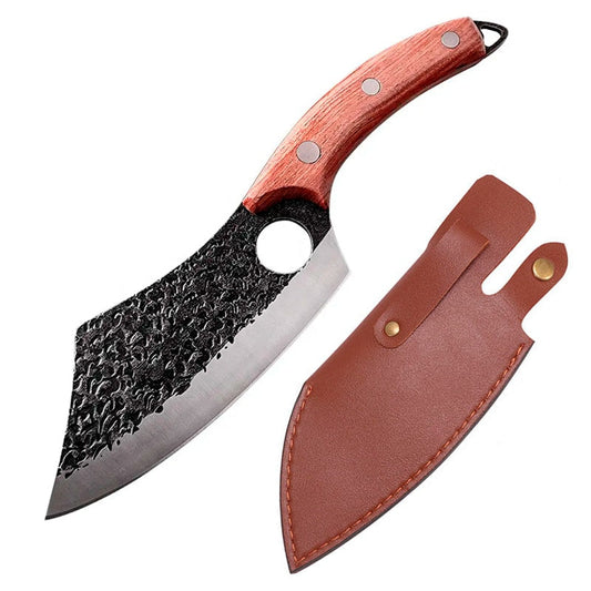 Cutit profesional cu husa HOCHO seria Camping II, Otel Japonez HRC 60 calire manuala, maner lemn image 0
