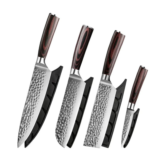 Set 4 cutite Hocho profesional, otel japonez HRC 60 calire manuala, maner Delux Pakka image 1