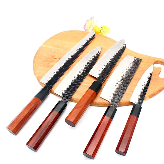 Set 5 cutite profesional HOCHO seria JP, otel japonez HRC 60 calire manuala, maner Delux Pakka image 1