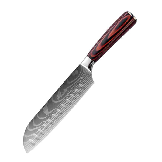 Cutit profesional HOCHO Santoku, otel japonez HRC 60 calire laser, maner Delux Pakka image 0