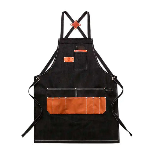 Sort impermeabil si reglabil din denim cu detalii piele vegana ECO, 75cm x 60 cm, Negru/Maro image 0