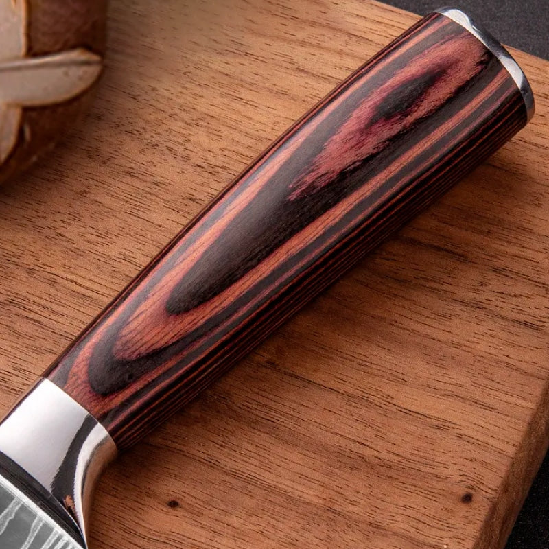 Cutit profesional HOCHO Santoku, otel japonez HRC 60 calire laser, maner Delux Pakka image 3