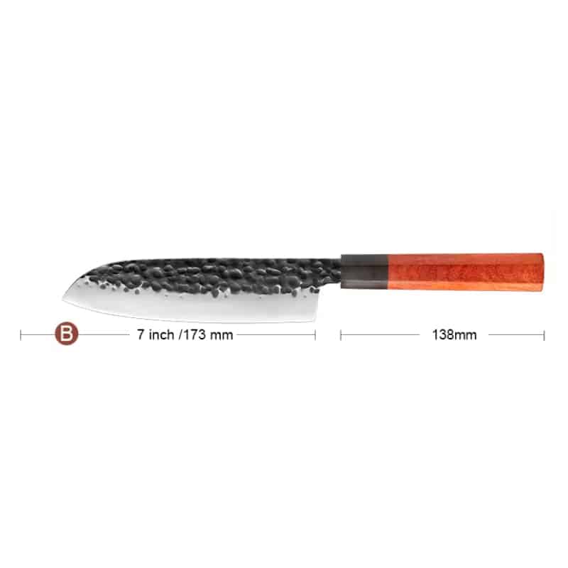 Cutit profesioanal HOCHO Santoku seria JP, otel japonez HRC 60 calire manuala, maner Delux Pakka image 7