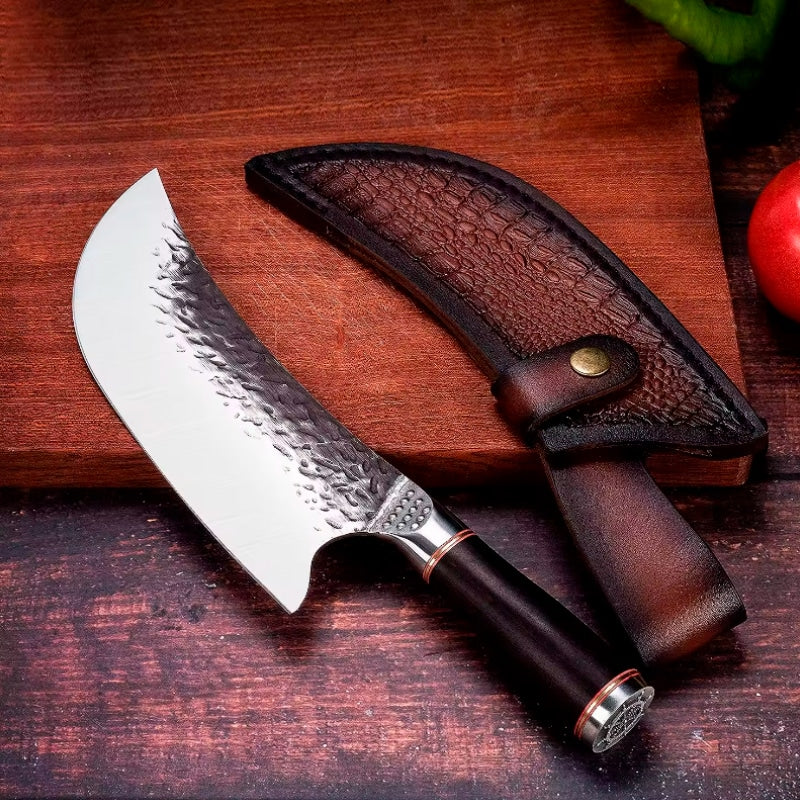 Cutit profesional  cu husa HOCHO Macelar MAXX seria Brutus, otel japonez HRC 60, calire manuala, maner Delux Pakka image 3