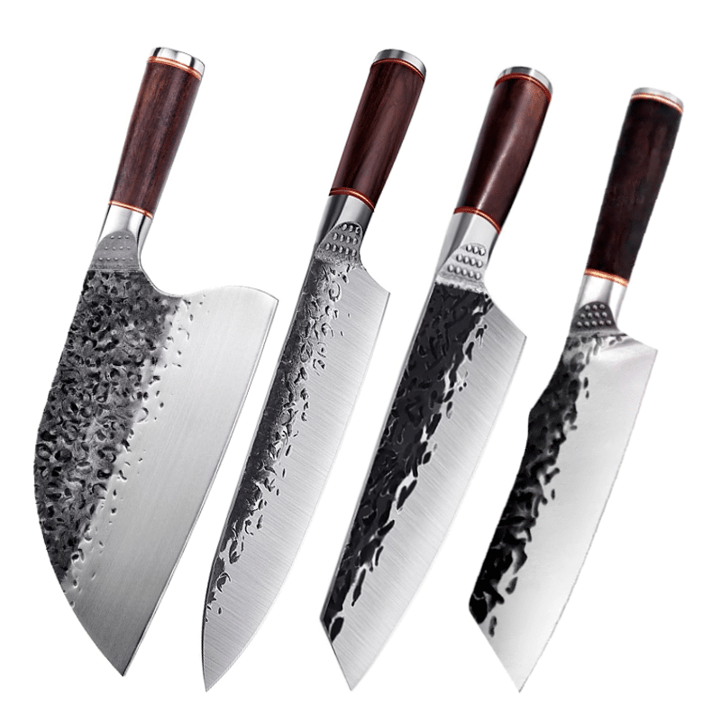 Set 4 cuțite profesionale HOCHO, seria Brutus: Serbian, Chef, Kiritsuke și Bunka. image 0
