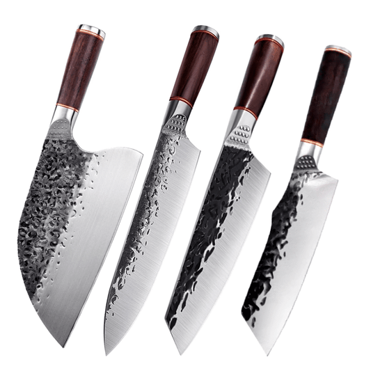 Set 4 cuțite profesionale HOCHO, seria Brutus: Serbian, Chef, Kiritsuke și Bunka. image 0