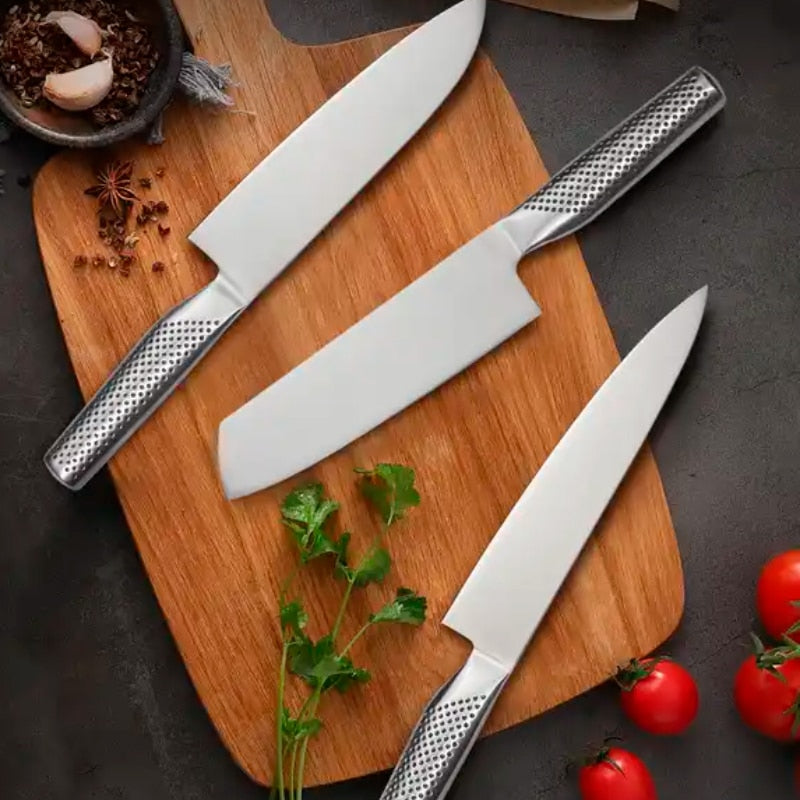 Cutit profesional cu maner integrat HOCHO Santoku seria GL, otel japonez HRC 60, maner otel image 3