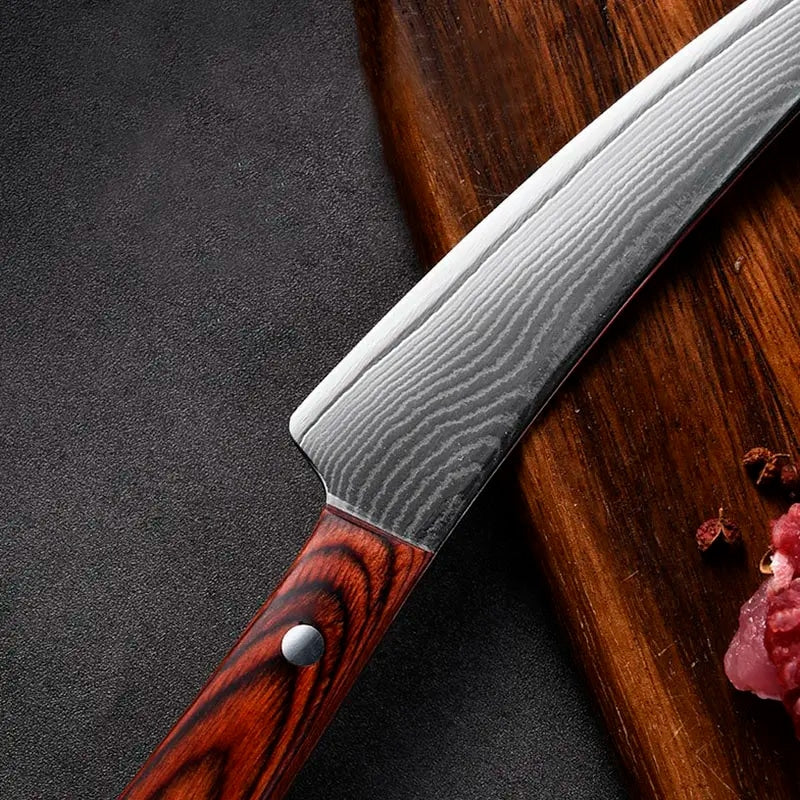 Cutit profesional HOCHO Macelar, Damascus L HRC 60, maner Delux Pakka image 4