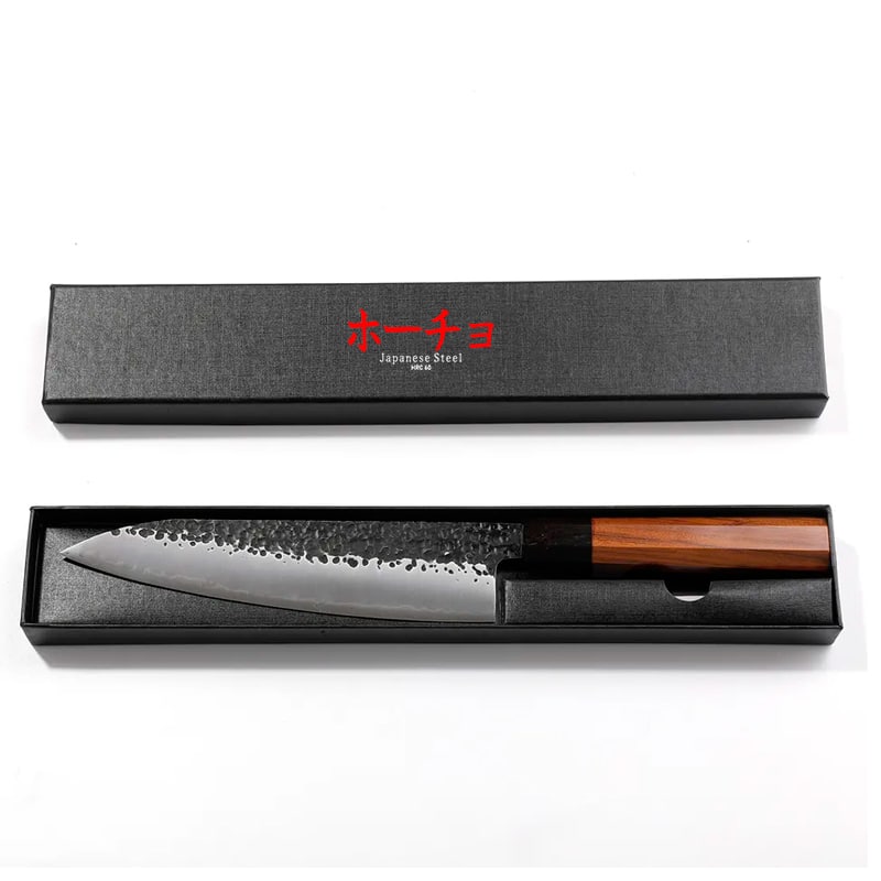 Cutit profesional Japonez HOCHO Gyoto, seria JP, otel japonez HRC 60 calire manuala, maner Delux Pakka image 6