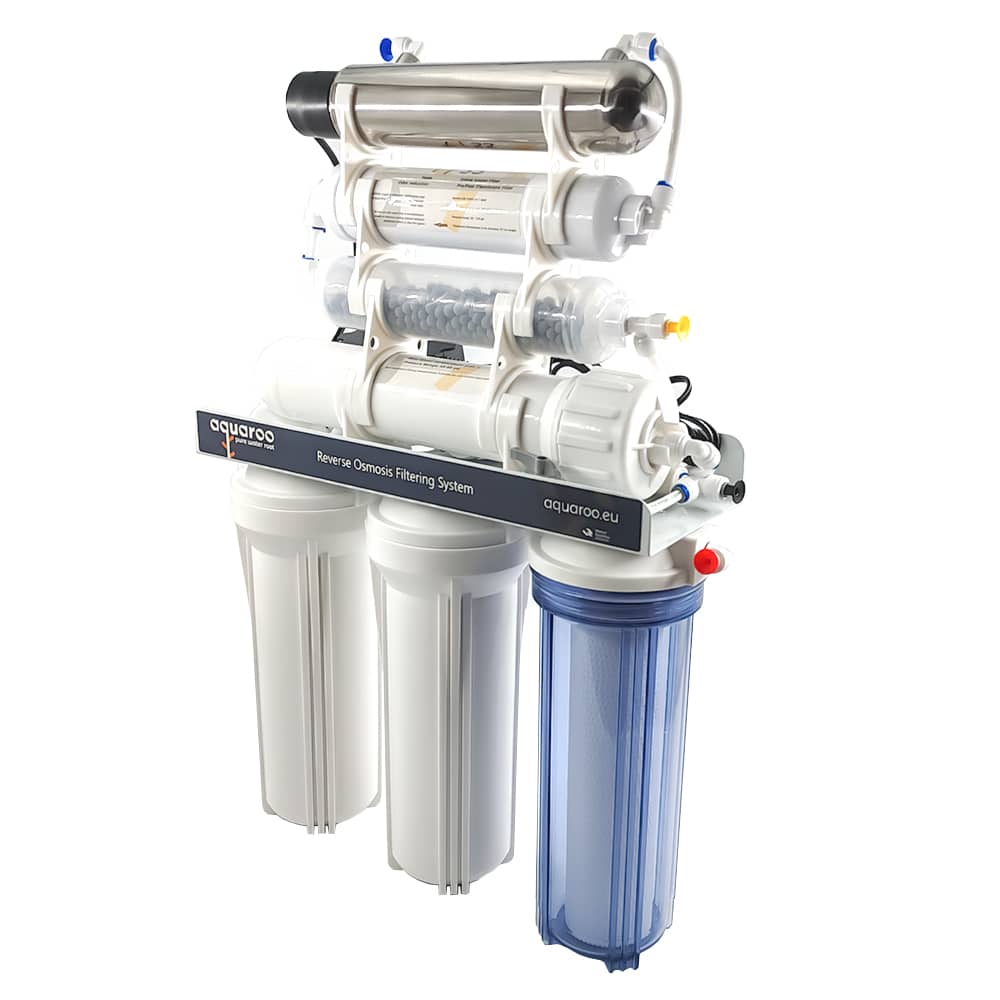 Filtru apa osmoza inversa in 7 nivele cu alcalinizare PH+ si UV, 75 GPD, 0.0001 microni image 1