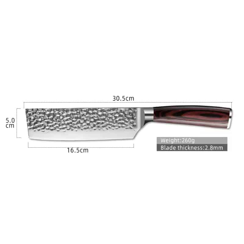 Cutit profesional HOCHO Nakiri, otel japonez HRC 60 calire manuala, maner Delux Pakka image 6