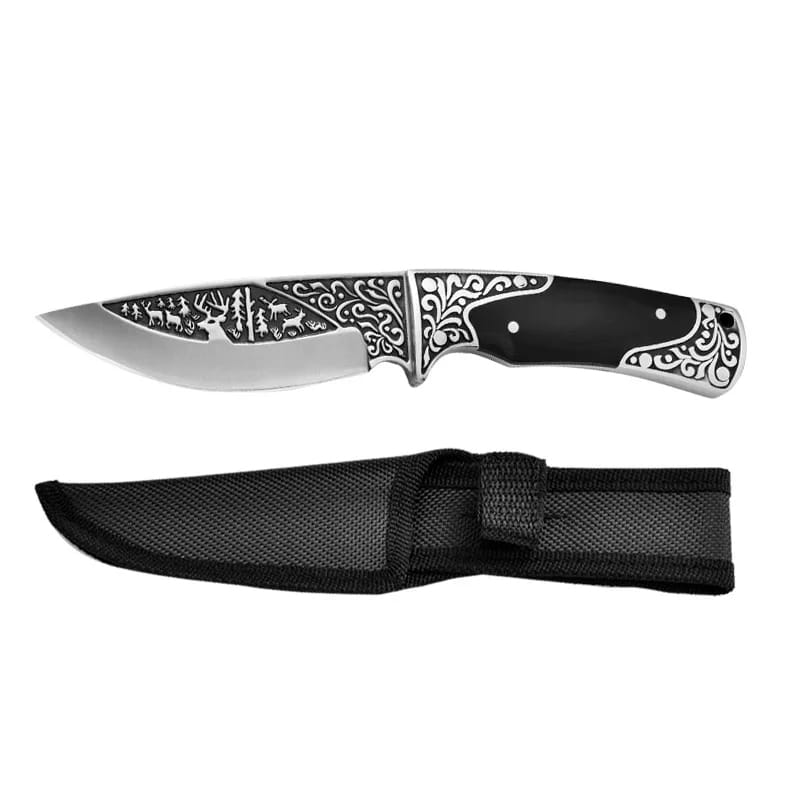 Briceag cu husa nylon, lama fixa, otel japonez, maner Delux Pakka, Negru image 0