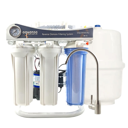 Filtru apa osmoza inversa cu pompa in 6 nivele cu alcalinizare PH+, 75 GPD, 0.0001 microni image 0