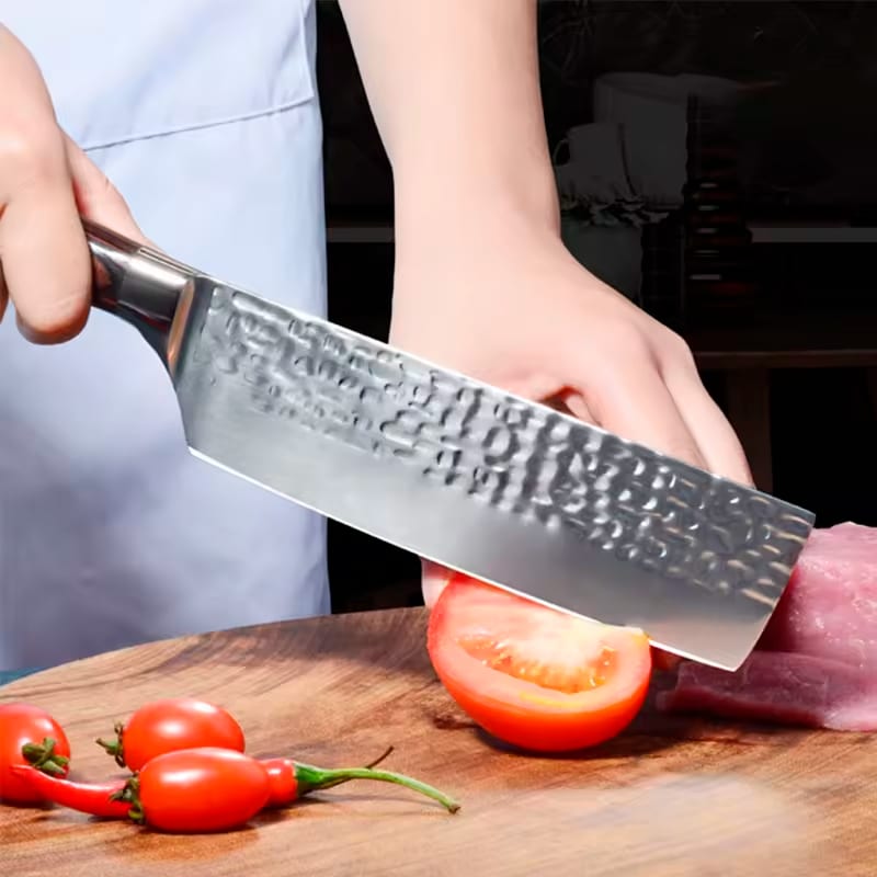 Cutit profesional HOCHO Nakiri, otel japonez HRC 60 calire manuala, maner Delux Pakka image 3