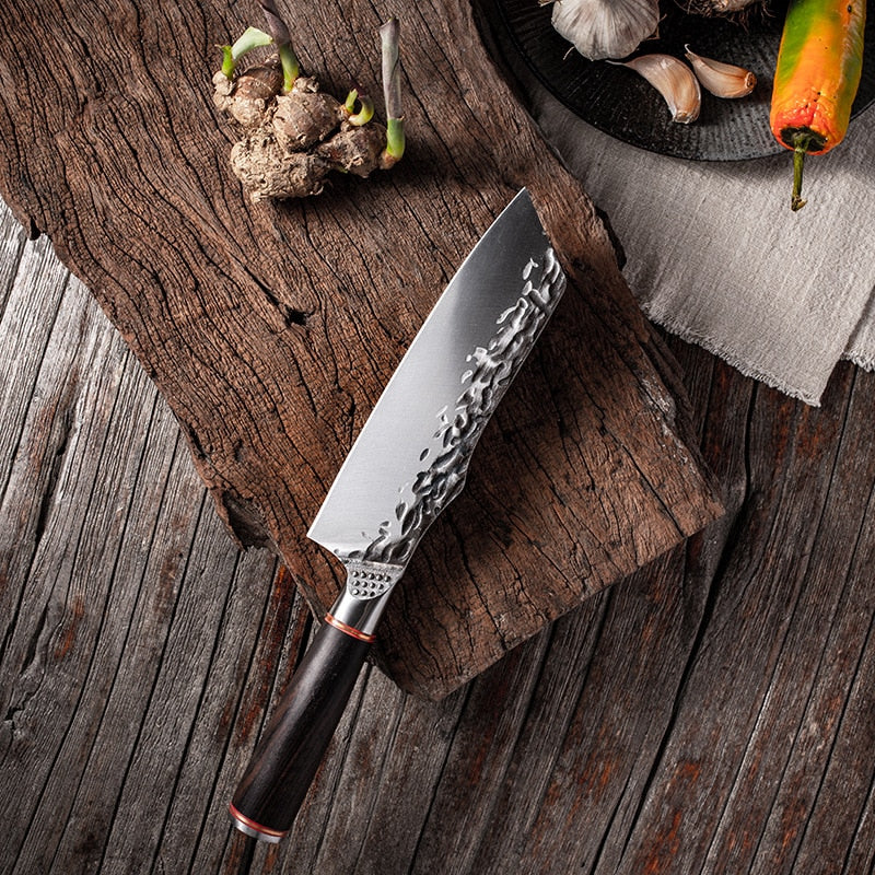 Set 4 cuțite profesionale HOCHO, seria Brutus: Serbian, Chef, Kiritsuke și Bunka. image 9
