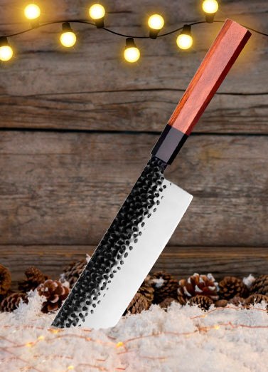 Set 3 cuțite profesionale HOCHO, seria JP calire manuala :  Kiritsuke, Santocu și Nakiri image 11
