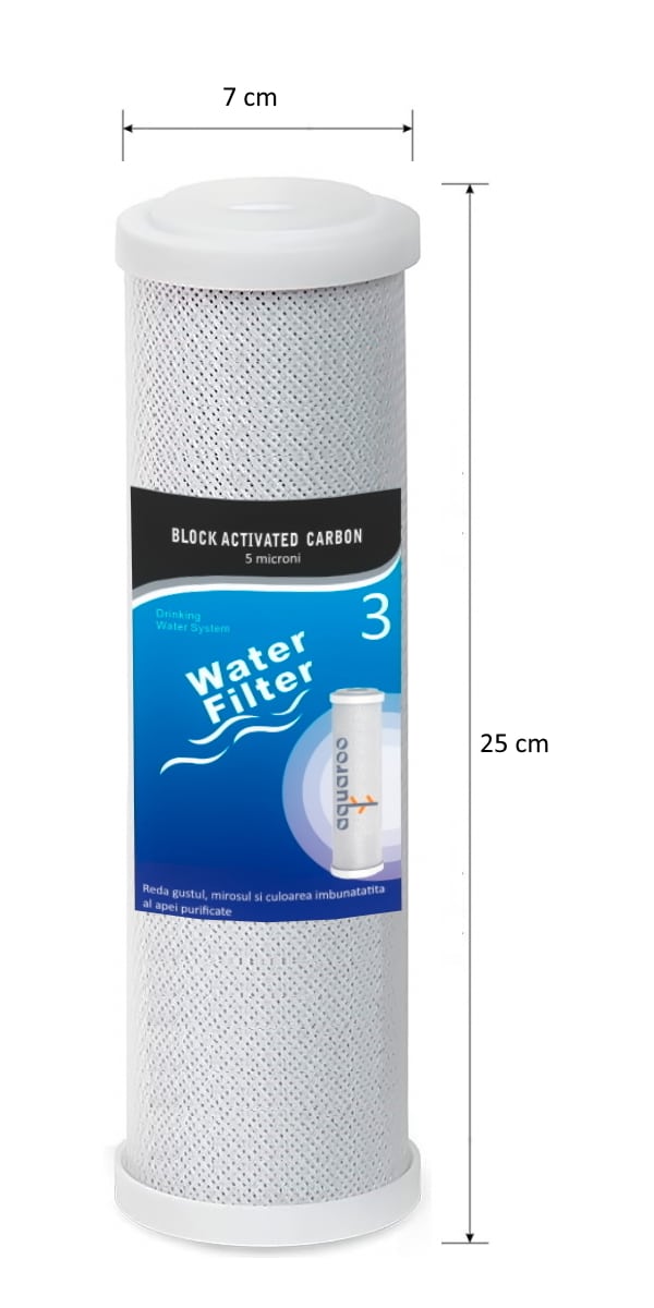 Filtru apa bloc carbon activ 5 microni, carcasa plastic, 1/2,  1.3~8 bar, 3m3/ora image 2