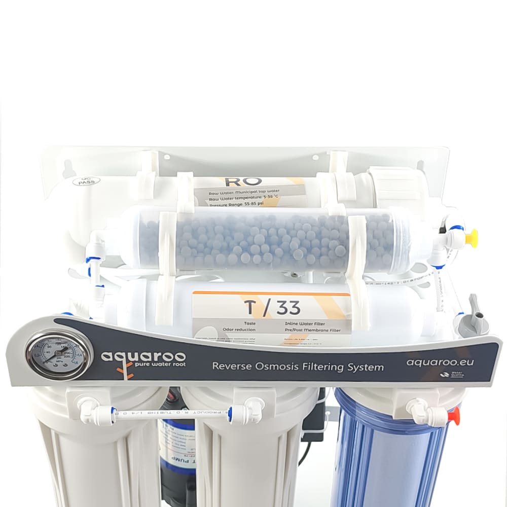 Filtru apa osmoza inversa cu pompa in 6 nivele cu alcalinizare PH+, 75 GPD, 0.0001 microni image 2