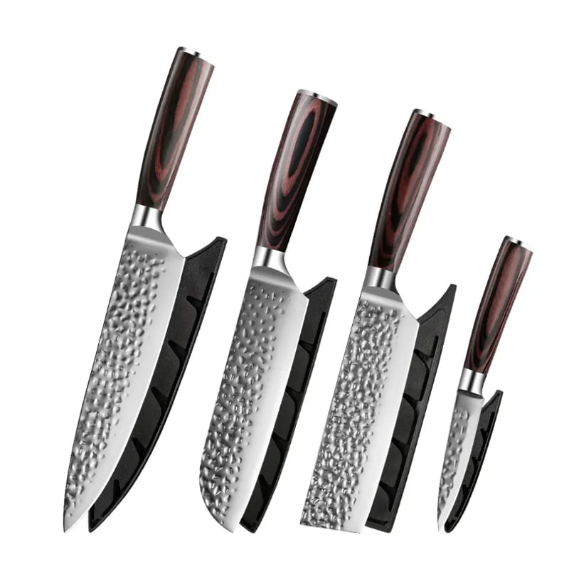 Set 4 cutite Hocho profesional, otel japonez HRC 60 calire manuala, maner Delux Pakka image 1