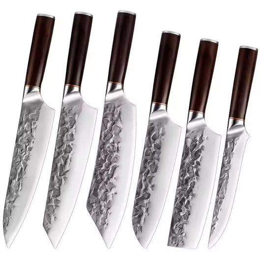 Set 6 cutite profesionale seria Vintage, otel japonez HRC 60 calire manuala, maner de lemn image 0