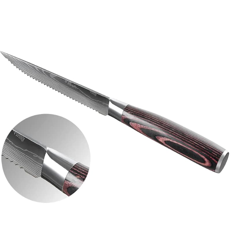 Set 6 cutite Steak, otel japonez HRC 60 calire laser, maner Delux Pakka image 6