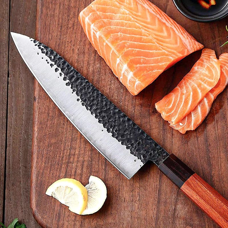 Cutit profesional Japonez HOCHO Gyoto, seria JP, otel japonez HRC 60 calire manuala, maner Delux Pakka image 4