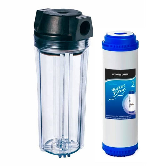 Filtru apa carbon activ, carcasa plastic cu buton de aerisire, 1.3~8 bar, 3m3/ora, 3/4 image 0
