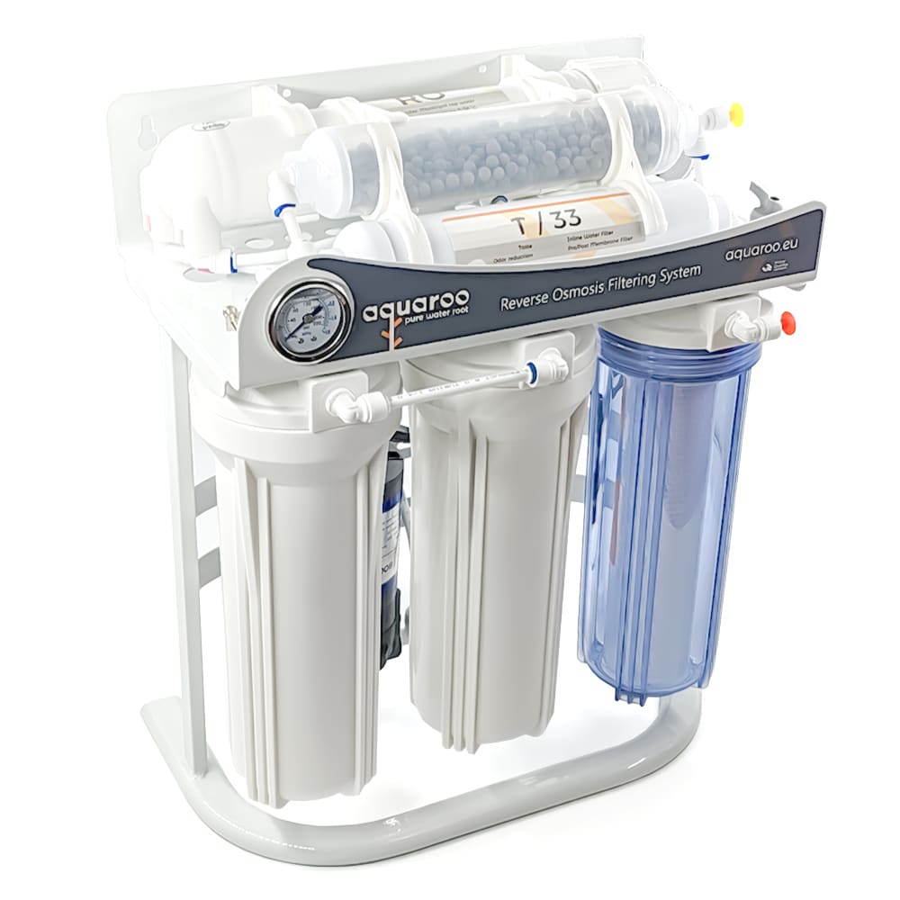 Filtru apa osmoza inversa cu pompa in 6 nivele cu alcalinizare PH+, 75 GPD, 0.0001 microni image 1