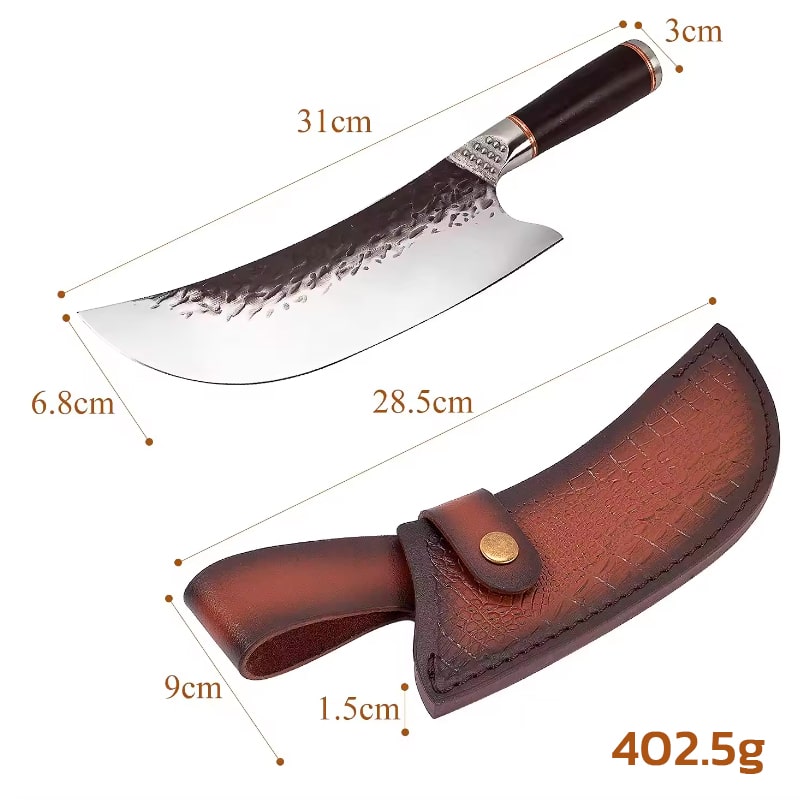 Cutit profesional  cu husa HOCHO Macelar MAXX seria Brutus, otel japonez HRC 60, calire manuala, maner Delux Pakka image 4