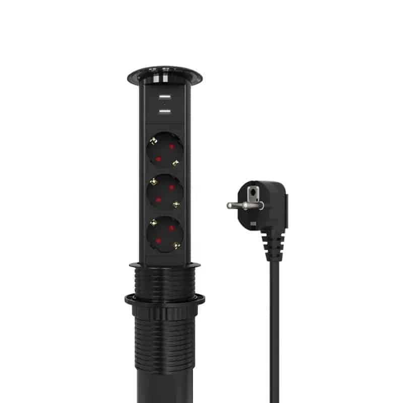 Prelungitor cu incarcare wireless incastrabil in masa cu deschidere  touch 3 prize EU, 2 x USB image 0