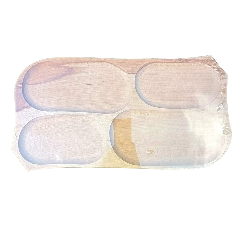 Platou  dreptunghiular de servire,  cu patru  compartimente, artizanal, din lemn de fag, 50 cm image 2