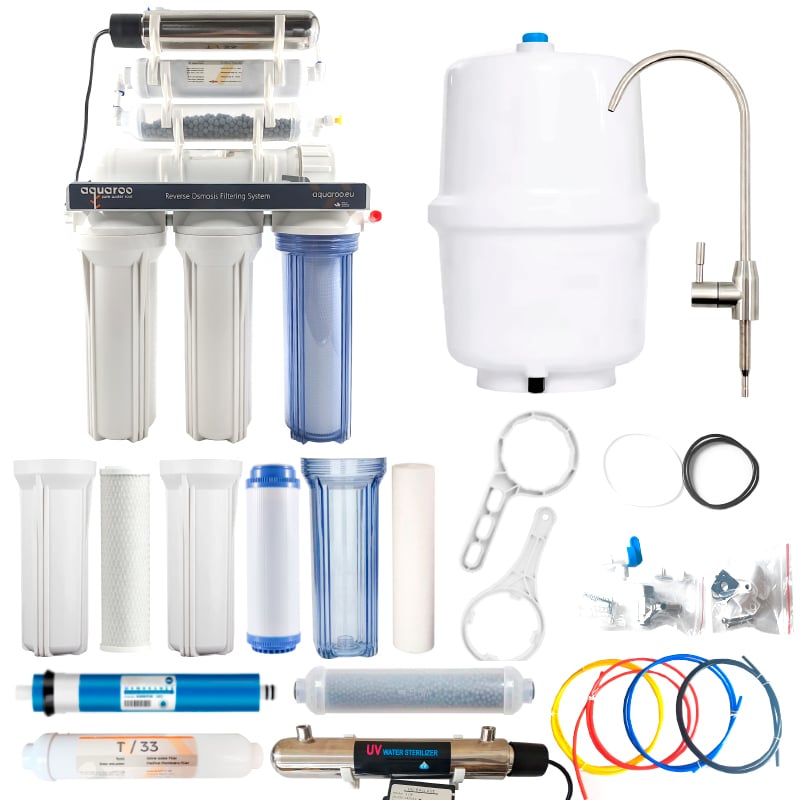 Filtru apa osmoza inversa in 7 nivele cu alcalinizare PH+ si UV, 75 GPD, 0.0001 microni image 8