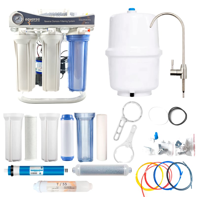 Filtru apa osmoza inversa cu pompa in 6 nivele cu alcalinizare PH+, 75 GPD, 0.0001 microni image 10