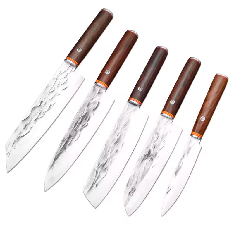 Set 5 cutite profesionale seria Timeless, otel japonez HRC 60 calire manuala, maner de lemn image 0