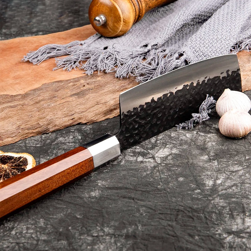 Set 3 cuțite profesionale HOCHO, seria JP calire manuala :  Kiritsuke, Santocu și Nakiri image 16