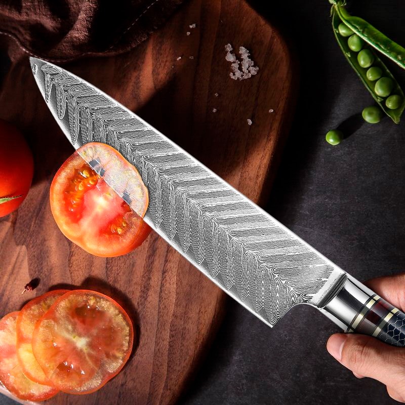 Cutit profesional HOCHO Chef, Damascus L67 HRC 60, maner VG10 image 6
