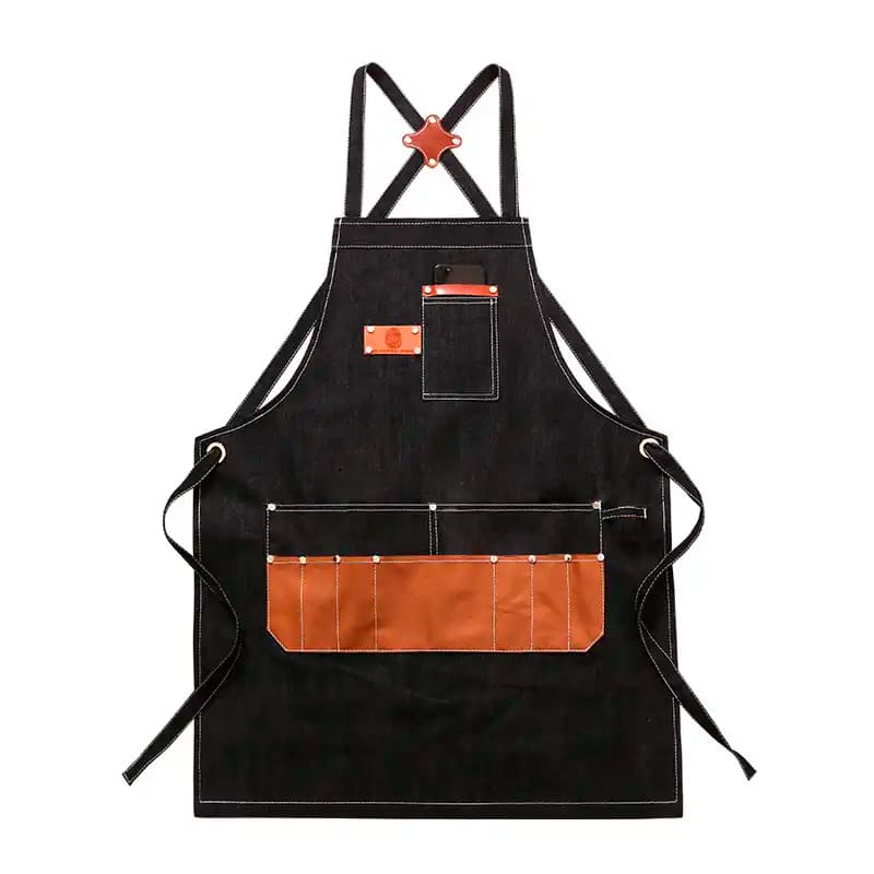 Sort impermeabil si reglabil din denim cu detalii piele vegana ECO, 75cm x 60 cm, Negru/Maro image 0