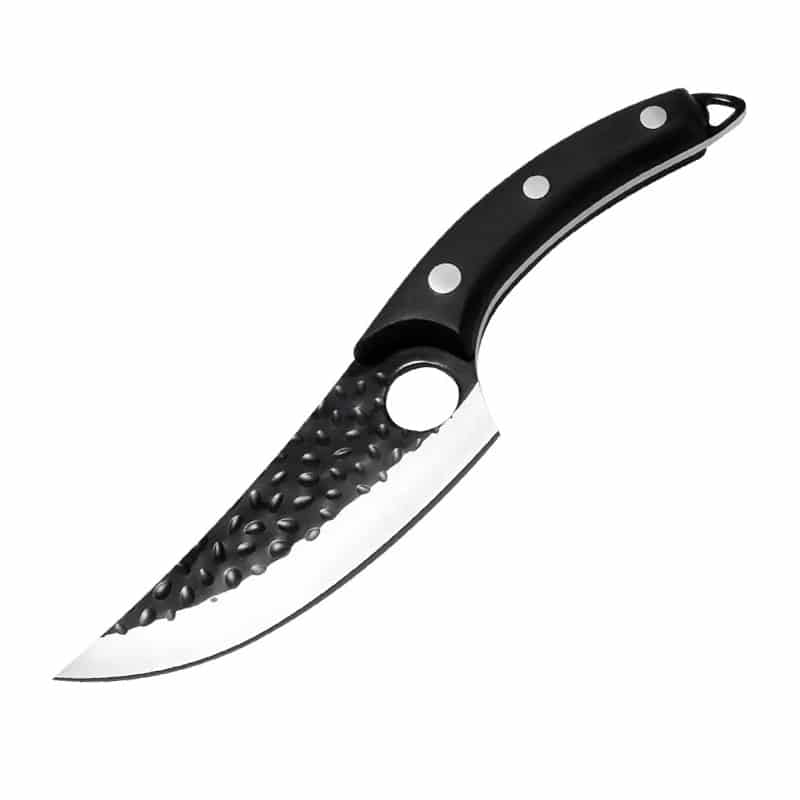 Cutit profesional cu husa HOCHO seria Camping III, Otel Japonez HRC 60 calire manuala, maner lemn, Black image 1