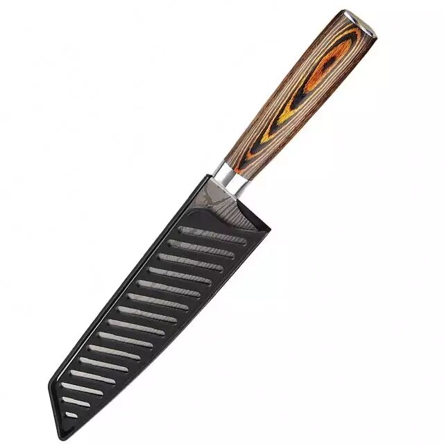 Cutit profesional Jp KIRITSUKE, otel carbonificat Japonez HRC 60 calire laser, maner Delux Pakka image 2