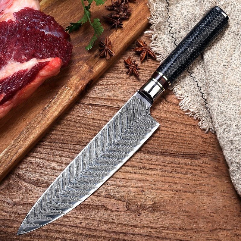 Cutit profesional HOCHO Chef, Damascus L67 HRC 60, maner VG10 image 1