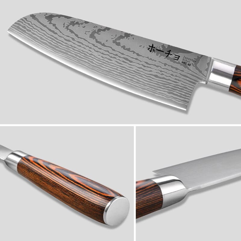 Cutit profesional Jp KAWAMUKI, otel carbonificat Japonez HRC 60 calire laser, maner Delux Pakka image 3