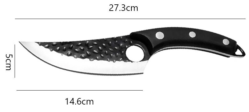 Cutit profesional cu husa HOCHO seria Camping III, Otel Japonez HRC 60 calire manuala, maner lemn, Black image 4
