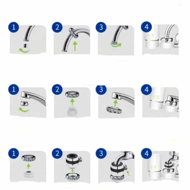 Filtru de apa microfiltrare cu fixare pe robinet AQUAROO cu cartus , 2 functii image 4