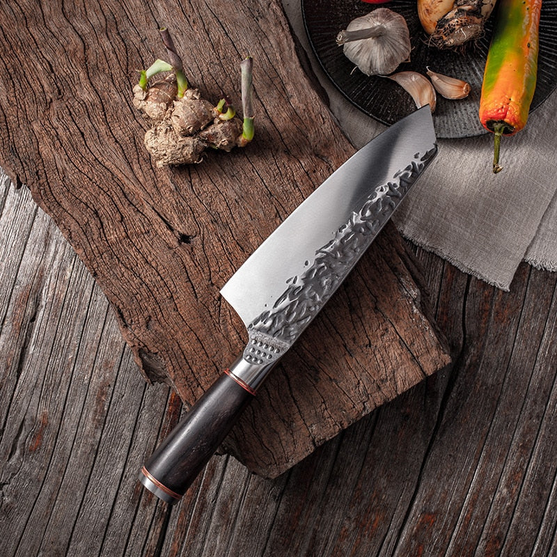 Set 4 cuțite profesionale HOCHO, seria Brutus: Serbian, Chef, Kiritsuke și Bunka. image 6