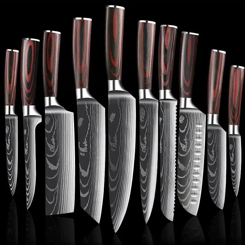 Set cutite Hocho profesional SHIRO GAMI, otel Japonez HRC 60, maner Deluxe Pakka, calire laser, 10 cutite image 9