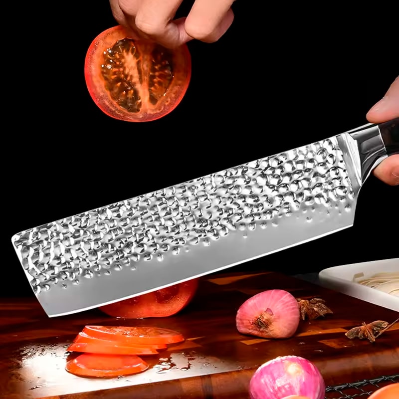 Cutit profesional HOCHO Nakiri, otel japonez HRC 60 calire manuala, maner Delux Pakka image 2