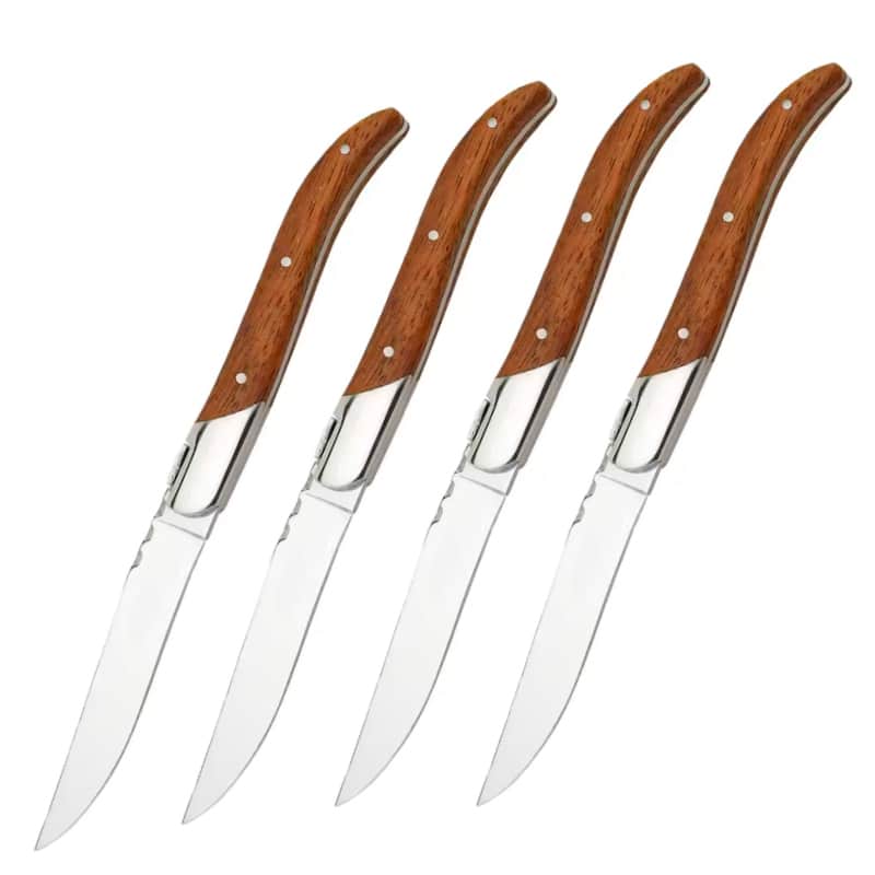 Set 4 cutite Steak seria Hunt, otel japonez HRC 60 calire laser, maner Delux Pakka image 0