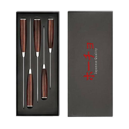 Set 5 cutite profesionale HOCHO, otel Japonez HRC 60 calire laser, maner Deluxe Pakka image 1